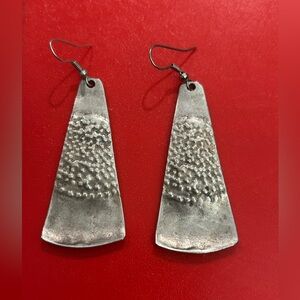 Handmade Pewter Earrings Elegant Silver Textured Earrings